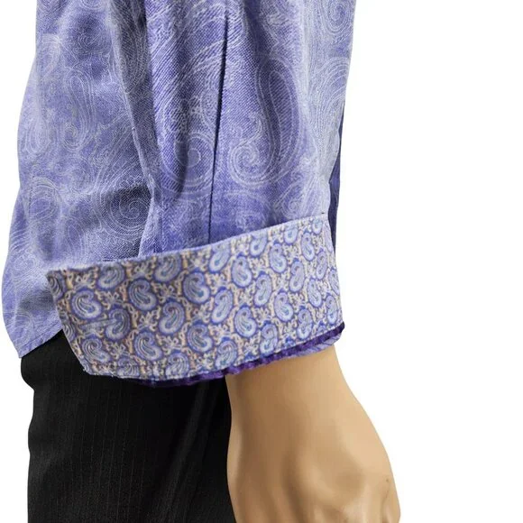 Robert Graham Mens Purple Paisley Long Sleeve Button-Down Shirt, Men's Small - Picture 3 of 13